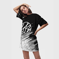 Футболка женская длинная Stray kids - черно-белый, цвет: 3D-принт — фото 2