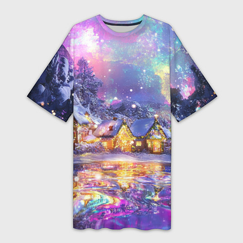 Женская длинная футболка Настроение рождества / 3D-принт – фото 1