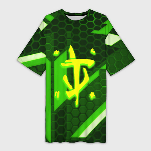 Женская длинная футболка Doom geometry green / 3D-принт – фото 1