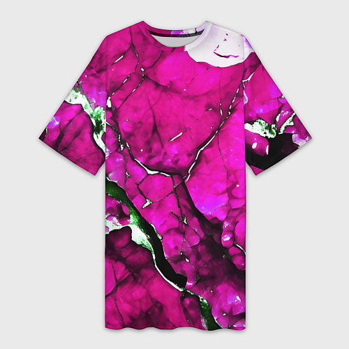 Женская длинная футболка Розовый треснувший камень / 3D-принт – фото 1