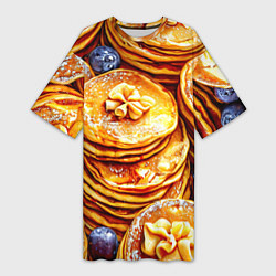 Женская длинная футболка Блинчики