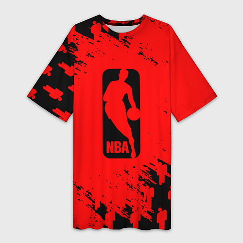 Женская длинная футболка NBA краски баскетбол / 3D-принт – фото 1