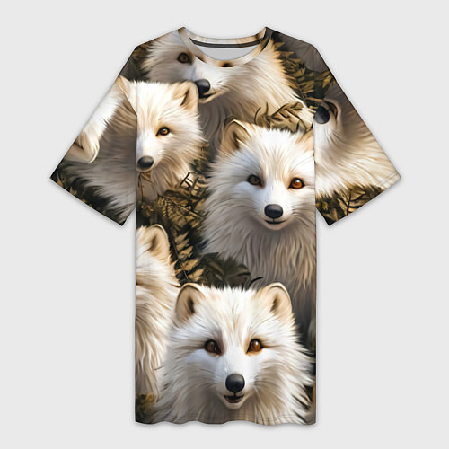 Женская длинная футболка Песцы / 3D-принт – фото 1