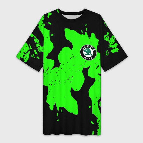 Женская длинная футболка Skoda flame steel / 3D-принт – фото 1