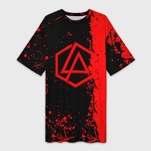 Женская длинная футболка Linkin park краски всплеск текстура / 3D-принт – фото 1