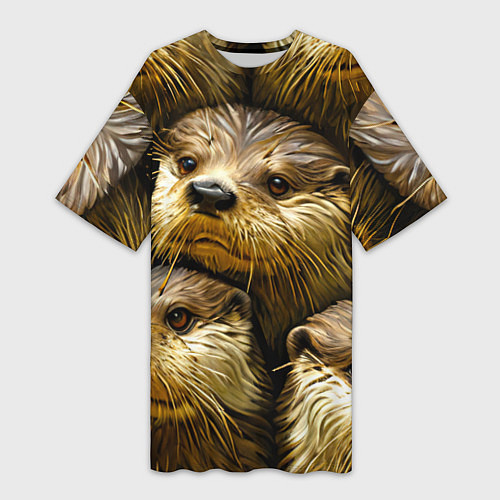 Женская длинная футболка Мордочки выдр / 3D-принт – фото 1