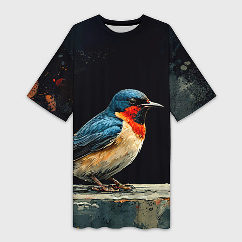 Женская длинная футболка Ласточка / 3D-принт – фото 1