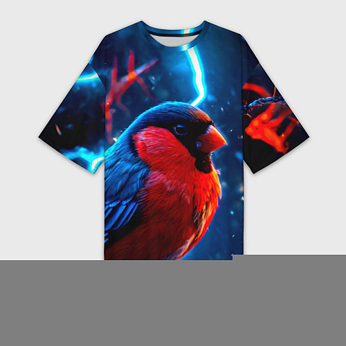 Женская длинная футболка Снигирь и молнии / 3D-принт – фото 1