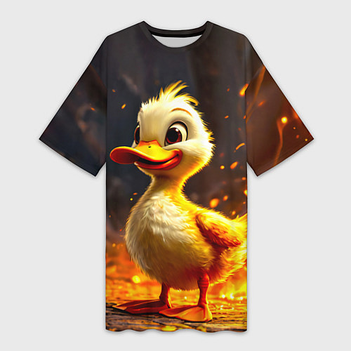 Женская длинная футболка Утенок в огне / 3D-принт – фото 1