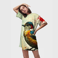 Футболка женская длинная Кукушка, цвет: 3D-принт — фото 2