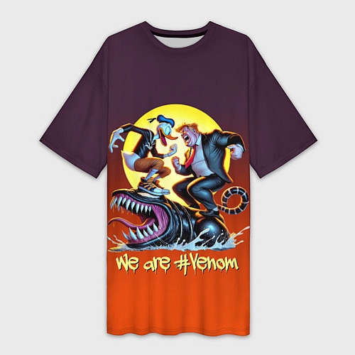 Женская длинная футболка Two Donalds and Venom - meme / 3D-принт – фото 1