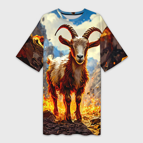 Женская длинная футболка Козел в огне / 3D-принт – фото 1