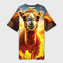Футболка женская длинная Верблюд в огне, цвет: 3D-принт