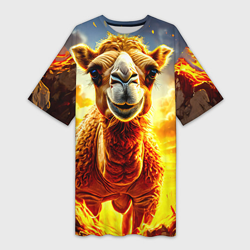 Женская длинная футболка Верблюд в огне / 3D-принт – фото 1