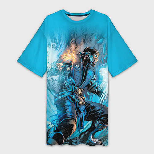 Женская длинная футболка Mortal Kombat - Sub-Zero / 3D-принт – фото 1