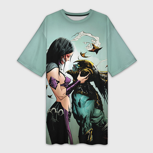 Женская длинная футболка Mileena & Kotal Kahn - Mortal Kombat / 3D-принт – фото 1