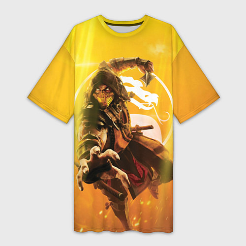 Женская длинная футболка Скорпион - Mortal Kombat / 3D-принт – фото 1