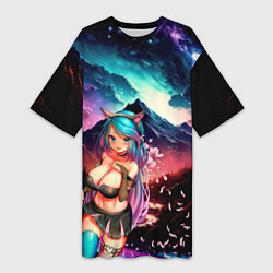 Футболка женская длинная Silvervale, цвет: 3D-принт