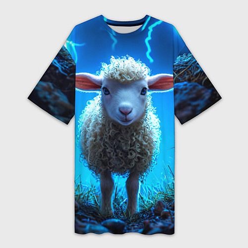 Женская длинная футболка Овечка в разрядах молнии / 3D-принт – фото 1