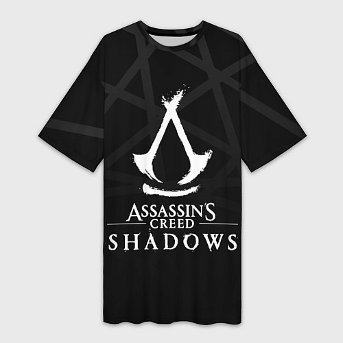 Женская длинная футболка Assassins creed shadows - монохромный / 3D-принт – фото 1