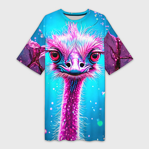 Женская длинная футболка Страусиная голова / 3D-принт – фото 1