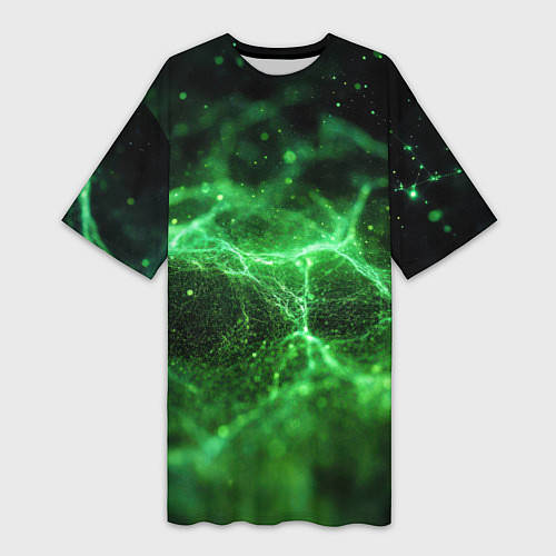 Женская длинная футболка Зеленая связь текстура / 3D-принт – фото 1