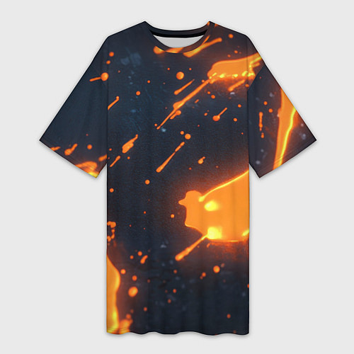 Женская длинная футболка Оранжевая краска в движении / 3D-принт – фото 1