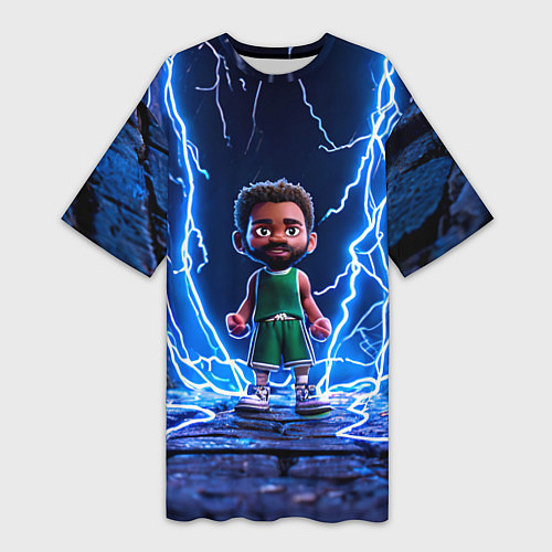 Женская длинная футболка Браун Джейлен в разрядах молний / 3D-принт – фото 1