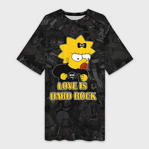 Женская длинная футболка Мэгги Симпсон love is Hard rock / 3D-принт – фото 1