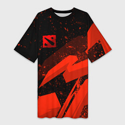 Женская длинная футболка Dota 2 - красные брызги