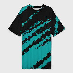 Футболка женская длинная The color is black and light blue, цвет: 3D-принт