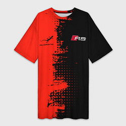 Футболка женская длинная AUDI quattro black and red, цвет: 3D-принт