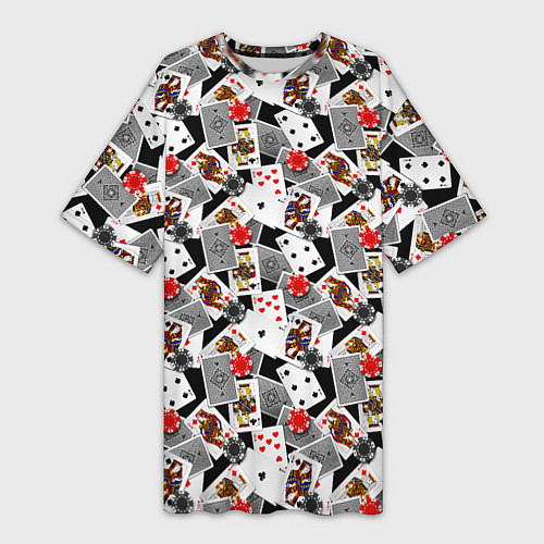 Женская длинная футболка Карты и фишки / 3D-принт – фото 1