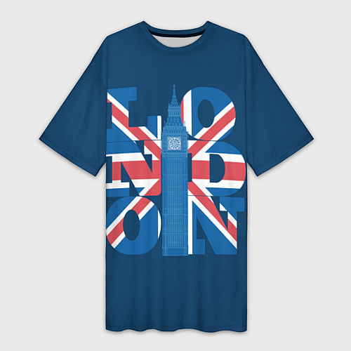 Женская длинная футболка Лондон - флаг Великобритании / 3D-принт – фото 1