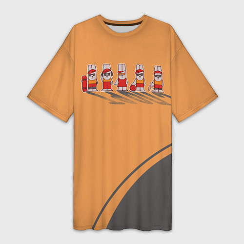 Женская длинная футболка Пять спортивных кроликов / 3D-принт – фото 1