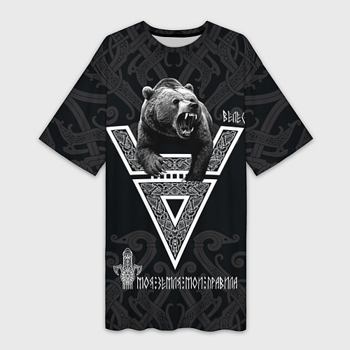 Женская длинная футболка Моя земля мои правила: медведь / 3D-принт – фото 1