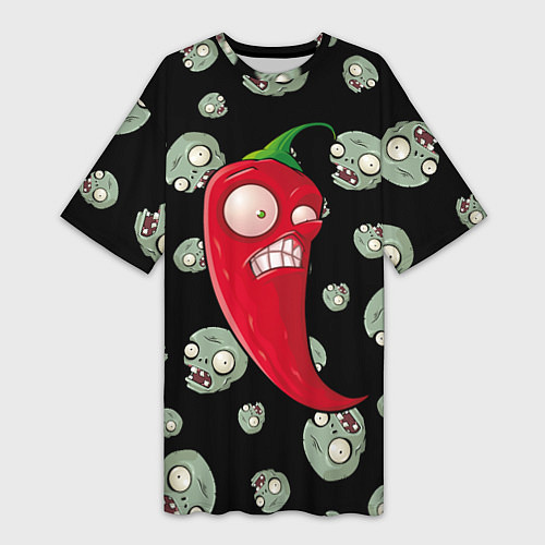 Женская длинная футболка Перчик из игры растения против зомби / 3D-принт – фото 1