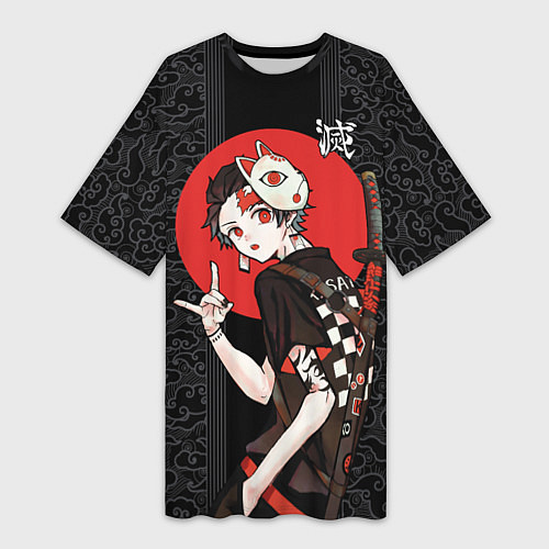 Женская длинная футболка Танджиро Камадо убийца демонов / 3D-принт – фото 1