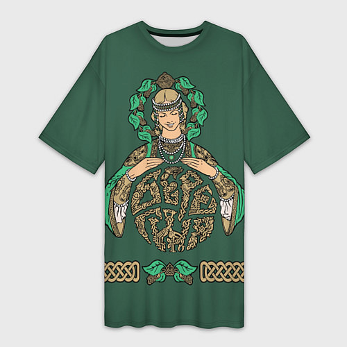 Женская длинная футболка Славянская богиня Берегиня / 3D-принт – фото 1