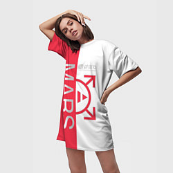 Футболка женская длинная 30 Seconds to Mars poster, цвет: 3D-принт — фото 2