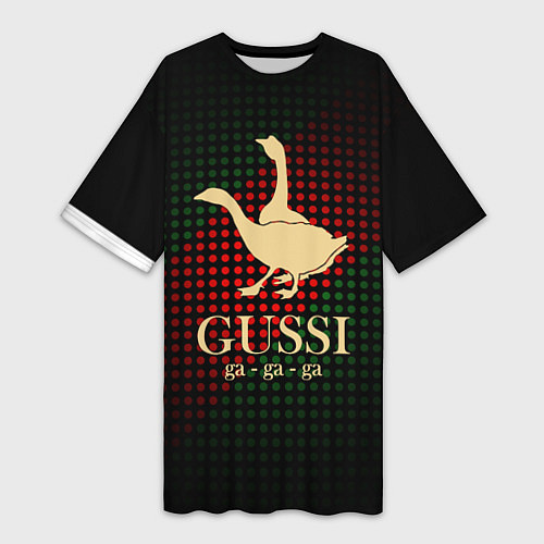 Женская длинная футболка Гуси га-га-га / 3D-принт – фото 1