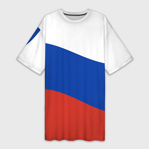 Женская длинная футболка Флаг России волной / 3D-принт – фото 1