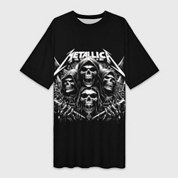 Футболка женская длинная Metallica - four skulls, цвет: 3D-принт