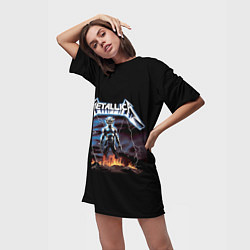 Футболка женская длинная Metallica - neon fantasy, цвет: 3D-принт — фото 2
