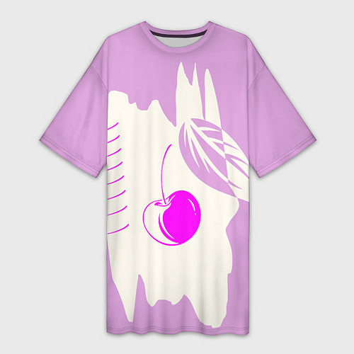 Женская длинная футболка Вишневый коллаж / 3D-принт – фото 1