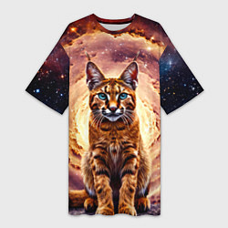 Футболка женская длинная Каракет в космосе, цвет: 3D-принт