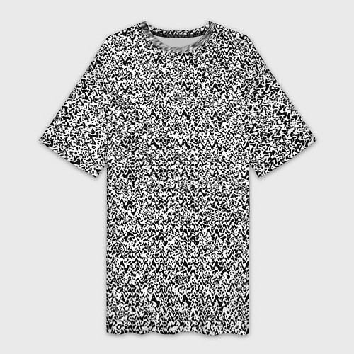 Женская длинная футболка Чёрно-белый текстурный / 3D-принт – фото 1