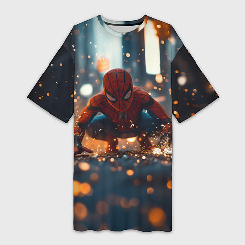 Женская длинная футболка Человек паук и золотая пыльца / 3D-принт – фото 1