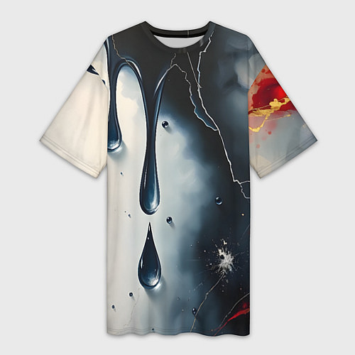 Женская длинная футболка Сюрреалистичная абстракция с каплями / 3D-принт – фото 1