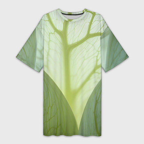 Женская длинная футболка Макро съемка листа / 3D-принт – фото 1